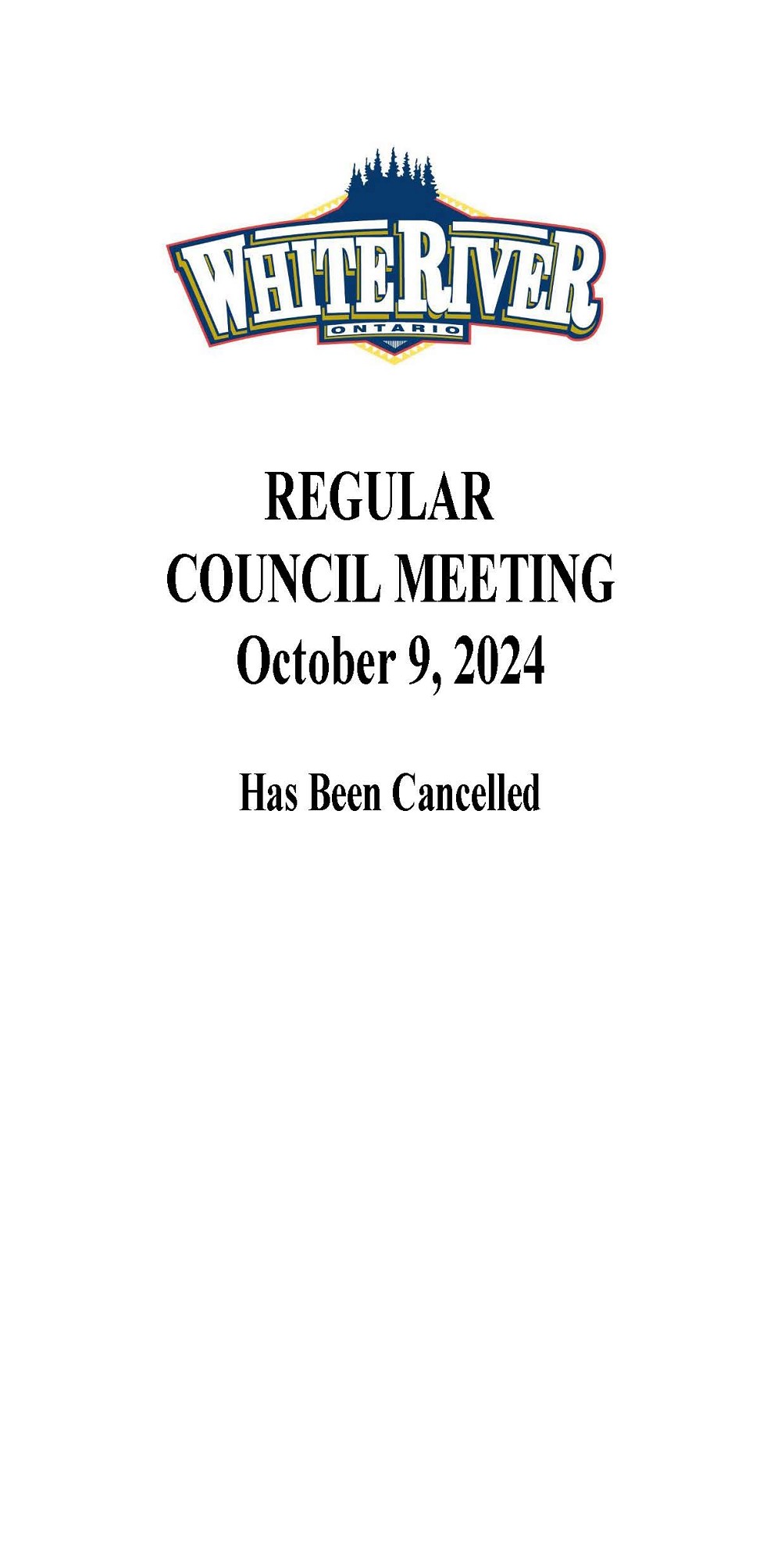 Cancelled Council Meeting Oct 9, 2024