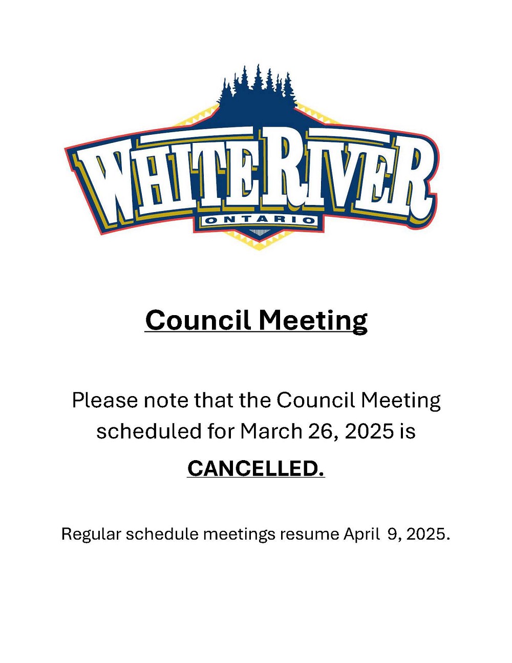 Council Meeting Cancelled Mar